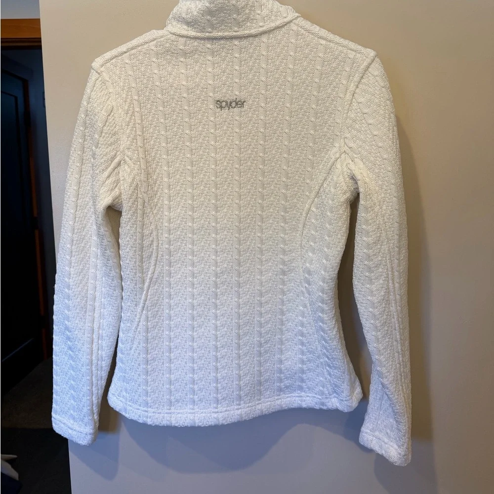 Spyder Textured White Zip-Up Jacket - Picture 2 of 3